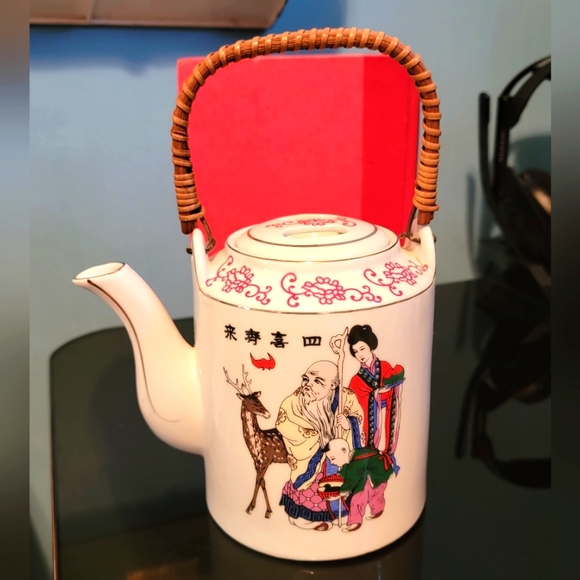 SP Ceramics Other - Jurojin, Deer & Geisha Tea Set/ Double Happiness , Cream & Gold Trim